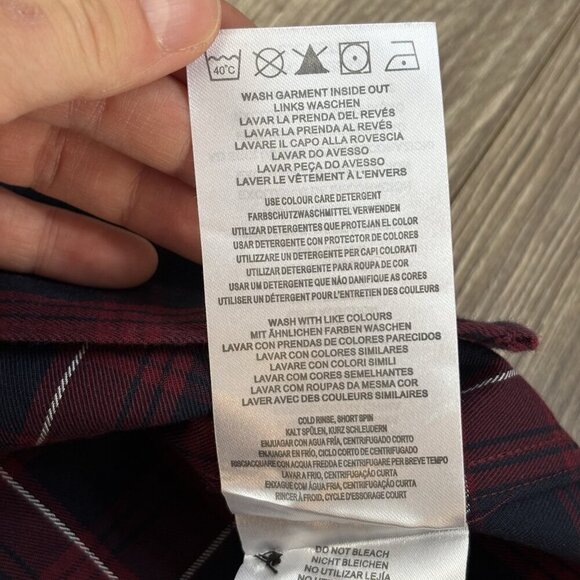 Indian Motorcycle Flannel Mens S Red/Blue Plaid Short Sleeve Button Down Bikers - Picture 12 of 16